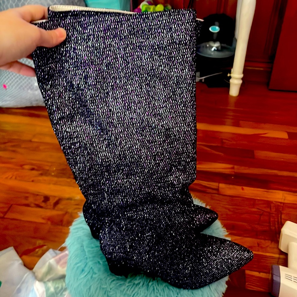 Blue/Purple Sparkle Heeled Boots